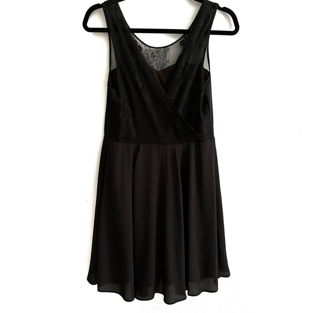 Express Lace Bodice Fit and Flare Little Black Dress, 8